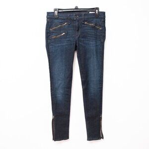 Rag and Bone Womens 29 Low Rise Skinny Jeans Dark Blue Denim Ankle Zip Quiet Lux